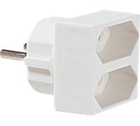 Bachmann Prise double Euro 921.271 blanche – Adaptateur M→F, 1x contact de protection