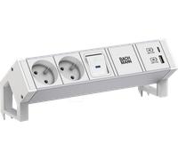 BACH 937.410 - DESK2 ALU BLANC 2xUTE 1xUSB A/C 22W 1xSwitch 0,2m