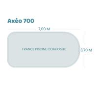 Bâche à bulles pour piscine France Piscine Composite - Axeo 700 - Sol+Guard transparente 500 microns bordée 4 côtés