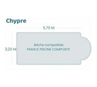 Bâche à bulles pour piscine France Piscine Composite - Chypre - Sol+Guard transparente 500 microns bordée 4 côtés