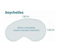Bâche à bulles pour piscine France Piscine Composite - Seychelles - Sol+Guard transparente 500 microns bordée 4 côtés