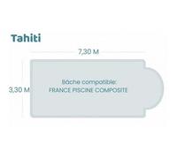 Bâche à bulles pour piscine France Piscine Composite - Tahiti - Geobubble bleu 500 microns bordée 4 cotés