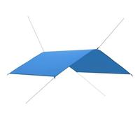 Bâche Camping 4x4 m Bleue, Polyester 180T Imperméable, Abri Pluie Ombrage | Toile polyvalente, usage plage parc, solaire pluie, fixation piquets cordes, sac transport intégré
