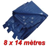 Bâche couverture - Marque - 8x14m - Rectangulaire - Vert - 140 gr/m² - Filet d'écoulement central
