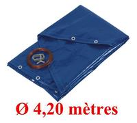 Bâche couverture pour piscine ronde - Ø 4,20 m - Bleu - 140 gr/m² - Anti-UV
