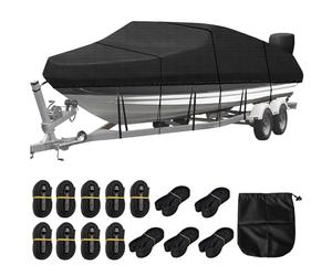 Bâche de bateau de 4,3 à 4,8 m 210D imperméable, lourd Oxford en forme de V avec protection UV et résistante à la pluie, à la poussière, convient pour carter en V, TRI-Hull, Runabout, Bass Speedboat