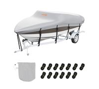 Bâche de bateau VEVOR Bâche de bateau, 518-579 cm Bâche pour bateau pneumatique 600D tissu Oxford Bâche de bateau avec sac de rangement 435 x 300 mm, Bâche de bateau de pêche Gris