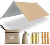 Bâche de camping imperméable - 5 x 3 mètres, bâche légère pour hamac avec protection contre la pluie, protection contre les UV, marquise, toile de tente pour l'extérieur
