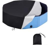 Bâche de piscine pliable pour chien, pour pataugeoire gonflable en tissu Oxford 210D, protection contre les débris et les feuilles avec cordes, noir (200 x 30 cm)
