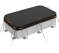 Bâche de piscine rectangulaire - 274 x 549 cm - Noir avec bord orange - Coupe-vent