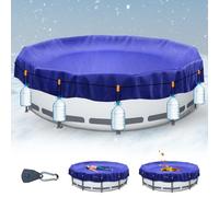 Bâche de piscine ronde - Couverture de piscine 305 cm - 2 en 1 - Résistante aux UV - Bleu et argent - Pour piscines Bestway Steel Pro et Intex Metal Frame