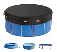 Bâche de piscine ronde d'été en tissu Oxford de qualité supérieure pour piscine hors-sol ronde, avec boucles enfichables et cordon de serrage, diamètre 457 cm