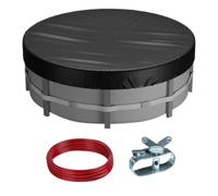 Bâche de piscine ronde Oxford 210D avec tendeur d'arrimage | La couverture complète aide à garder les feuilles et la poussière à l'extérieur, comprend une corde métallique et un tendeur