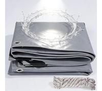 Bache de Protection 220 x 240 cm Imperméable, Ultra Lourde et Résistante, Anti UV, Anti-Déchirure et Résistante avec Oeillets Bâche de Recouvrement pour Tonnelle, Camping, Gris