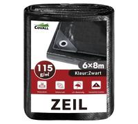 Bâche de protection 6x8 mètres, 115 g/m², noire, résistante aux UV et aux déchirures, avec œillets métalliques