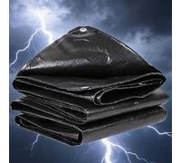 Bâche de Protection en Polyéthylène 200g/m² PE 1.4x2m l'extérieur Imperméable Ultra Lourde Toile de Résistante Revêtue des Deux côtés indéchirable, résistante aux UV, à la moisissure,Noir