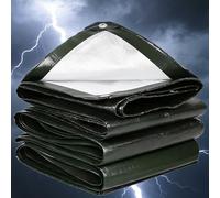 Bâche de Protection en Polyéthylène 200g/m² PE 1.6x5m l'extérieur Imperméable Ultra Lourde Toile de Résistante Revêtue des Deux côtés indéchirable, résistante aux UV, à la moisissure,Vert argenté