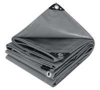 Bâche de protection en PVC - Protection contre le soleil et la pluie - Imperméable - Revêtue en PVC - 3 x 6 mètres - Gris foncé