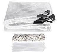 Bâche de protection en PVC transparent - 2 x 4 m - Très résistante - Imperméable, coupe-vent et anti-poussière - Avec œillets et cordes - Pour terrasse - Transparente