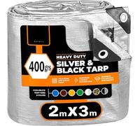 Bâche de Protection Exterieur, 400 g/m² 3x3m Imperméable Bâche Industrielle avec Œillets, Bâche Résistante aux Intempéries Ultra Lourde, Réversible, Noire et Argent