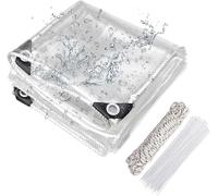 Bâche de Protection Exterieur, 420 g/m² 0.8x1.5m Imperméable Bâche Transparente avec Œillets, Bâches Résistante aux Intempérie avec Corde et Serrecâbles, pour Meubles de Jardin, Ferme, Voiture, Bassin