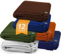 Bâche de protection Floordirekt imperméable 140 g/m² avec œillets résistante à la déchirure Bâche de protection en tissu pour meubles de jardin, bois, camping et chantier, orange, 6 x 10 m