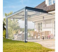 Bâche de protection imperméable, 650 g/m², en tissu PVC, pour l'extérieur, résistante aux intempéries, transparente, avec œillets pour l'extérieur, transparente, H 240 cm x 300 cm