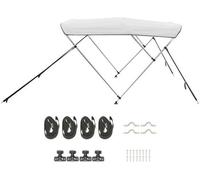 Bâche de protection pour bateau, avec 3 arceaux en polyester 600D robuste et un cadre en aluminium, auvent de protection solaire étanche pour bateau, largeur 216-229 cm, couleur gris clair