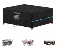 Bâche de protection pour mobilier de jardin, 420D Oxford, imperméable et résistante au vent, dimensions 190x140x90 cm, couleur noire