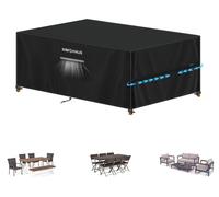 Bâche de protection pour mobilier de jardin, 420D Oxford, imperméable, protection UV, 180x90x75 cm, noire