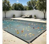 Bâche de Protection pour Piscine Enterrée Rectangulaire Filet Fin Noir Anti-Feuilles avec Œillets Renforcés Pare-Débris Abri Jardin Extérieur Tamis de Sécurité(3X6M/9.8X19.7ft)