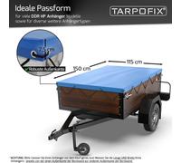Bâche de protection pour remorque, 150 x 110 cm, incluant la corde de fixation, bâche plate en PVC
