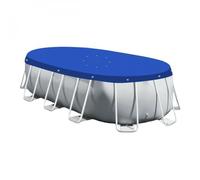 Bâche de protection réversible 4 saisons pour piscine hors sol - Ovale 3,66 x 6,10 m - 150 gsm - Bleu et gris - Linxor