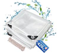 Bâche de protection transparente en PVC avec œillets 3x4m 420g/m² - Imperméable & anti-poussière - Qualité Premium