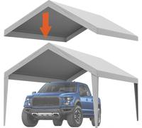 Bâche de remplacement pour abri de voiture 12 x 20 pieds, bâche de protection pour garage, résistante, imperméable et protégée contre les UV, installation facile avec des sangles à boules, gris (bâche