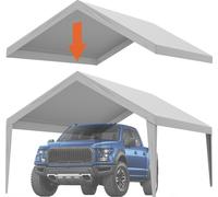 Bâche de remplacement pour abri de voiture 13 x 20 pieds, bâche de protection pour garage, résistante, imperméable et protégée contre les UV, installation facile avec des sangles à boules, gris (bâche