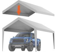 Bâche de remplacement pour abri de voiture 6100 x 3040 mm Bâche de protection pour garage Bâche résistante, imperméable et protégée contre les UV, installation facile avec des sangles à boules, gris (