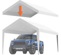 Bâche de remplacement pour abri de voiture 6100 x 3040 mm, bâche de protection pour garage, résistante, imperméable et protégée contre les UV, installation facile avec des sangles à boules, blanche (b
