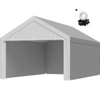 Bâche de remplacement pour carport - Bâche de toit pour garage de tente - Dimensions 6,09 x 3,96 m - Avec parois latérales - Résistant aux UV - Résistant à l'usure - Sans cadre - Gris