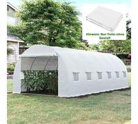 Bâche de remplacement pour serre 6 x 3 x 2 m, bâche de remplacement pour serre à tomates, filet en PE, blanc | 12 fenêtres enroulables | 6 kg | Bord inférieur de 15 cm résistant aux UV