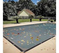 Bâche d'hiver pour piscines enterrées de qualité supérieure - Maille noire - 4 x 8 m - Éloigne les feuilles et protège votre piscine