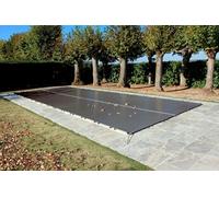 Bâche d'Hivernage Anthracite 9,60 x 4,60 m Piscine Maximum 9 x 4 m avec Grille Centrale d'Evacuation - Fabrication Française - Direct Usine - 550 g/m² - Livrée avec Sandows Cabiclic + Pitons Crosse