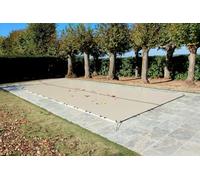 Bâche d'Hivernage Beige 7,60 x 4,60 m pour Piscine Maximum 7 x 4 m avec Grille Centrale d'Evacuation - Fabrication Française - Direct Usine - 550 g/m² - Livrée avec Sandows Cabiclic + Pitons Crosse