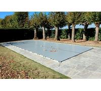 Bâche d'Hivernage pour Piscine 550 g/m² Gris Clair Avec Grille Centrale d'Evacuation - Fabrication Française - Direct Usine