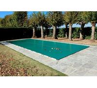 Bâche d'Hivernage Verte 7,60 x 4,10 m Pour Piscine Maximum 7 x 3,50 m avec Grille Centrale d'Evacuation - Fabrication Française - Direct Usine - 550