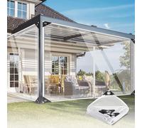 Bâche en PVC - Avec fermeture éclair - Très résistante - Imperméable - Coupe-vent - Avec œillets - 2 × 2 m - Transparente