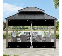 Bâche en PVC transparent, dimensions 2,4 x 2,4 mètres, de couleur noire, avec œillets et fermeture éclair, idéale pour terrasse, pergola ou balcon