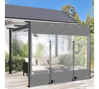 Bâche en PVC transparent imperméable avec porte, 0,5 mm gris pour jardin, tonnelle, terrasse - Œillets pour une installation facile et résistante aux intempéries