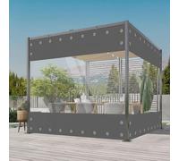 Bâche en PVC transparent – Imperméable – Couverture – Véranda – Auvent – Pare-vent – Gris – 210 x 300 cm