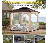 Bâche en PVC transparente avec œillets, auvents imperméables, résistants aux intempéries et durables, bâche de protection contre la pluie pliable pour pavillon, balcon, meubles de balcon Description:●